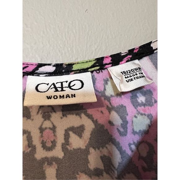 Cato Womens Size 18 Maxi Dress Pink Geometric Chevron Print Short Sleeve Stretch - Picture 11 of 14